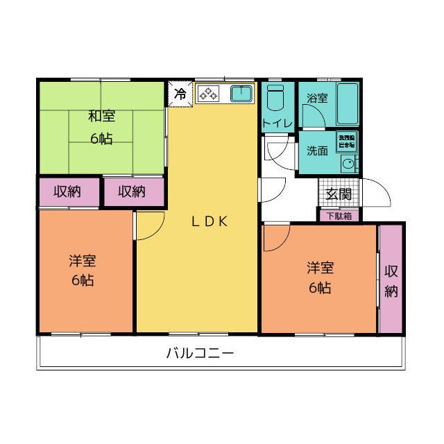 岩崎ハイツ(3LDK/2階)の間取り写真