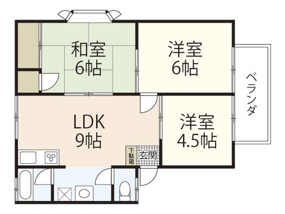 ウィンディア古江西(3LDK/2階)の間取り写真