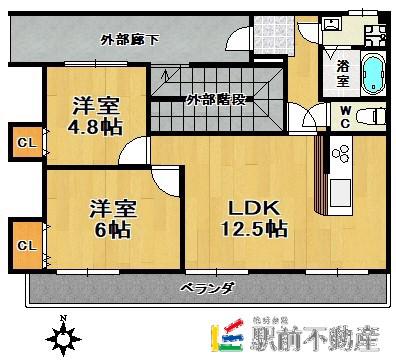 ベアコーポ(2LDK/3階)の間取り写真