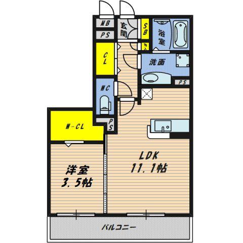ルミエール新森(1LDK/2階)の間取り写真