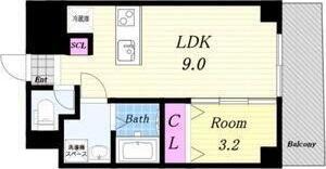 LA BENTEN(1LDK/8階)の間取り写真