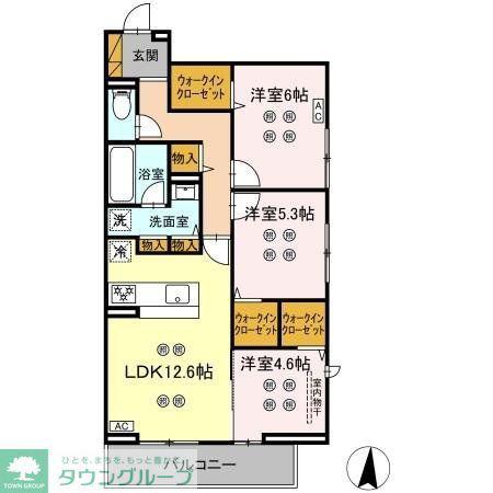 ローテ ベルク(3LDK/3階)の間取り写真