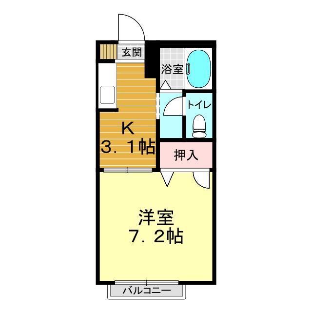 ハイツ樫の前 A棟(1K/1階)の間取り写真