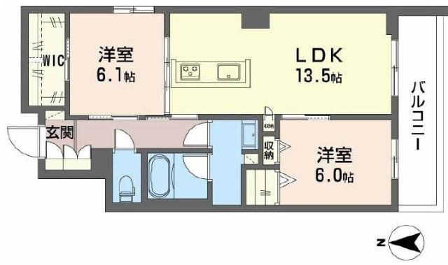 シャーメゾン ウィステリアカーサ(2LDK/2階)の間取り写真