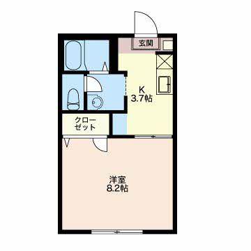 ヴィラージュ(1K/1階)の間取り写真