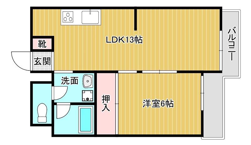マルエス牧野駅前グランドビル(2DK/4階)の間取り写真