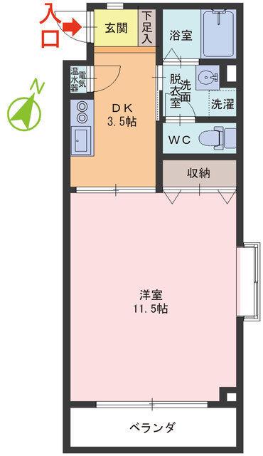 ポラリスピュア(1DK/1階)の間取り写真