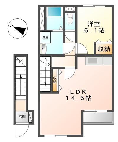 ステディア(1LDK/2階)の間取り写真