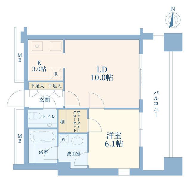 マスタービューレジデンス(1LDK/3階)の間取り写真