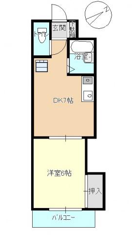 SHUコーポ牛田(1DK/2階)の間取り写真
