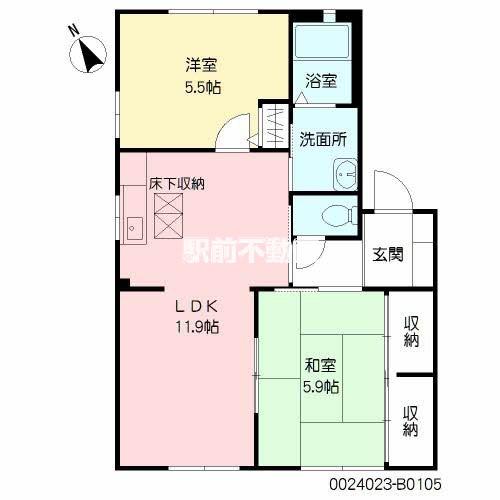 AXISII B棟(2LDK/1階)の間取り写真