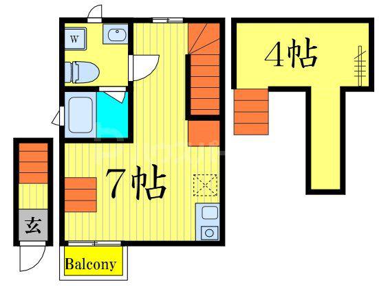 タウンカテッジ鹿骨II(1K/1階)の間取り写真