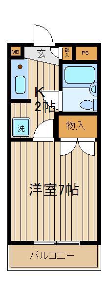 グレイスファルコーポ(1K/2階)の間取り写真