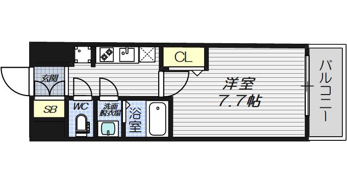 MJC大阪ラフィーネ(1K/2階)の間取り写真