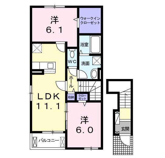 ヴィダ ルーラルI(2LDK/2階)の間取り写真