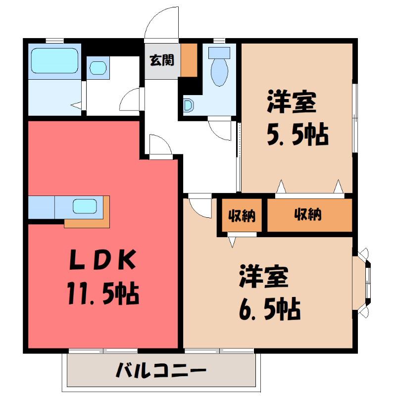 サンパ―ル新島(2LDK/2階)の間取り写真