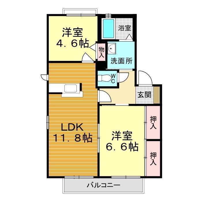 メゾントーラス(2LDK/2階)の間取り写真