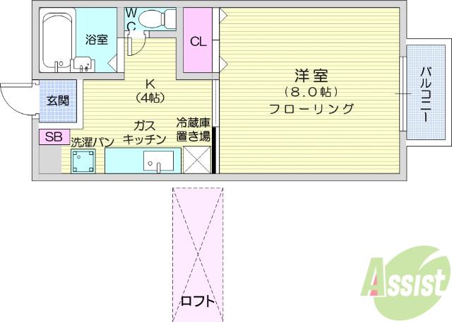 H&M HOUSE(1K/1階)の間取り写真