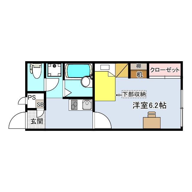 ピュアグリート(1K/2階)の間取り写真