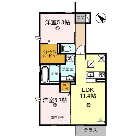 近江鉄道本線 水口石橋駅 徒歩7分 2階建 築11年(2LDK/1階)の間取り写真