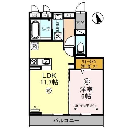スカイパーク(1LDK/2階)の間取り写真
