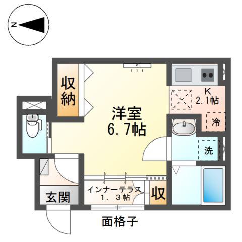 ウィステリア(ワンルーム/1階)の間取り写真