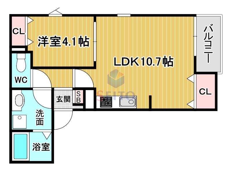 GRAN TOYONAKA(1LDK/1階)の間取り写真