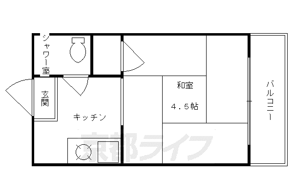 コーポ御園(1K/1階)の間取り写真