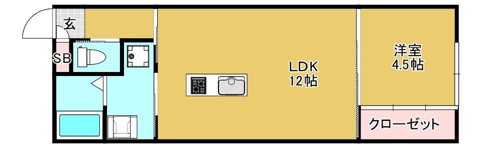 GROWTH RIVER(1LDK/1階)の間取り写真