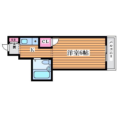 アルカン参番館(1K/3階)の間取り写真
