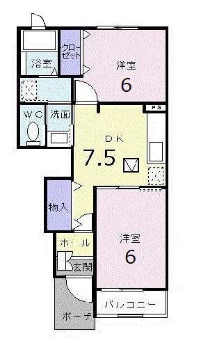 ファレノプシスC(2DK/1階)の間取り写真