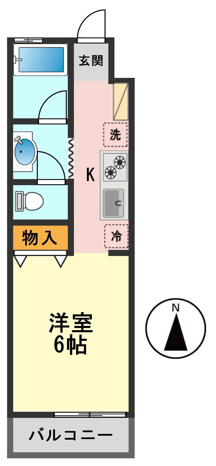 アサヒハイツ(1K/2階)の間取り写真