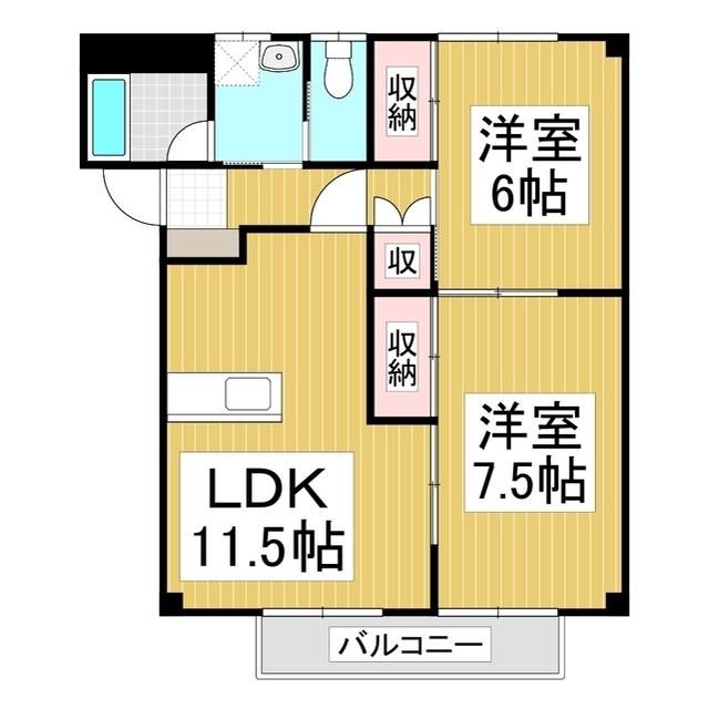 ONES(2LDK/2階)の間取り写真