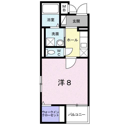 クレール壱番館(1K/2階)の間取り写真