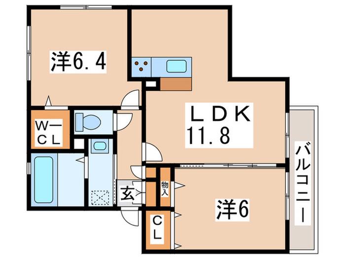 サンハイム常松(2LDK/2階)の間取り写真