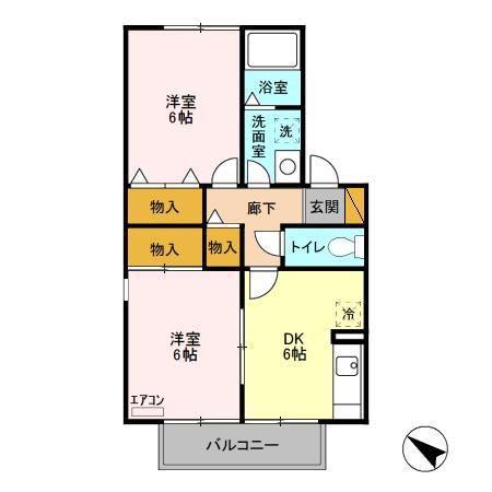 イーグルガーデン AB(2DK/2階)の間取り写真