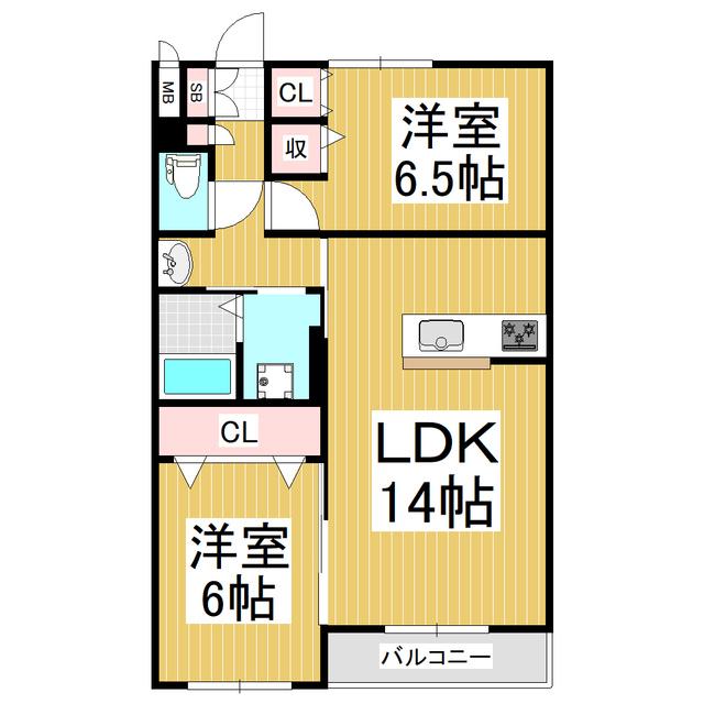 エバーラスティング(2LDK/1階)の間取り写真