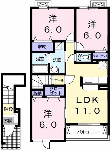サンリットガーデンハウスN(3LDK/2階)の間取り写真
