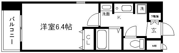エイペックス京都新京極I(1K/7階)の間取り写真