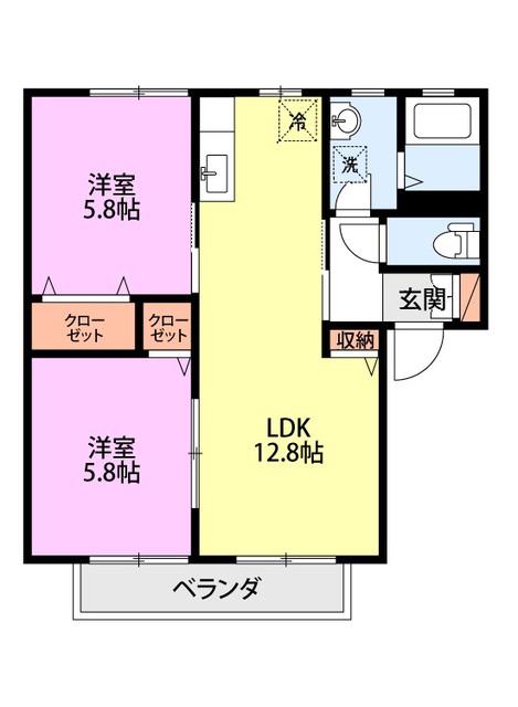 じゅりあん南台(2LDK/1階)の間取り写真