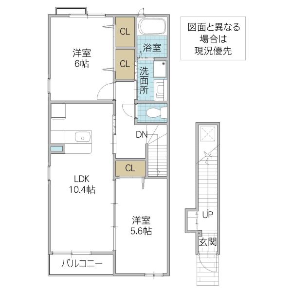 プルメリアイーストB(2LDK/2階)の間取り写真