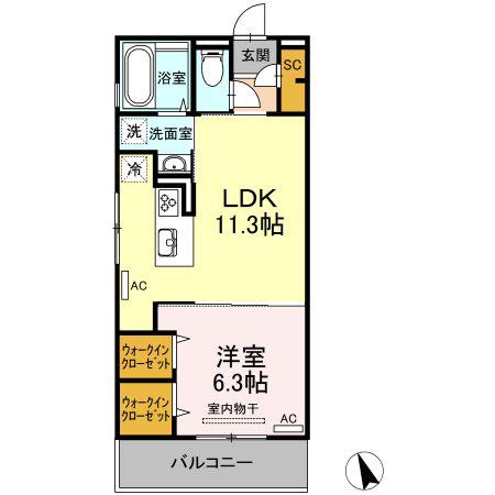 アーベイン沖浜(1LDK/2階)の間取り写真