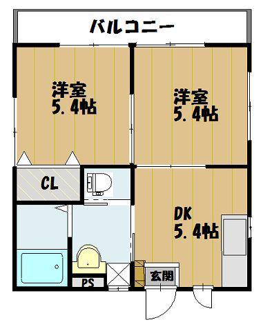 TENDER YAZAWA(2DK/2階)の間取り写真