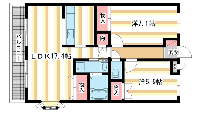 グランファミーユC(2LDK/2階)の間取り写真