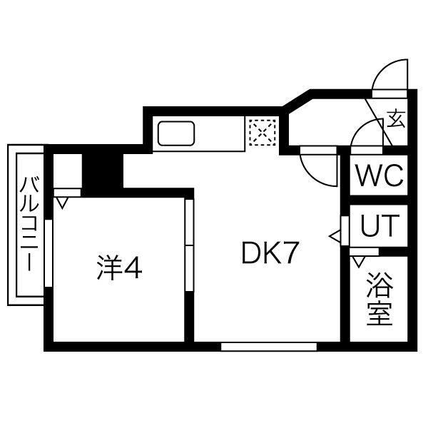 エア・フォルグ北大II(1DK/4階)の間取り写真