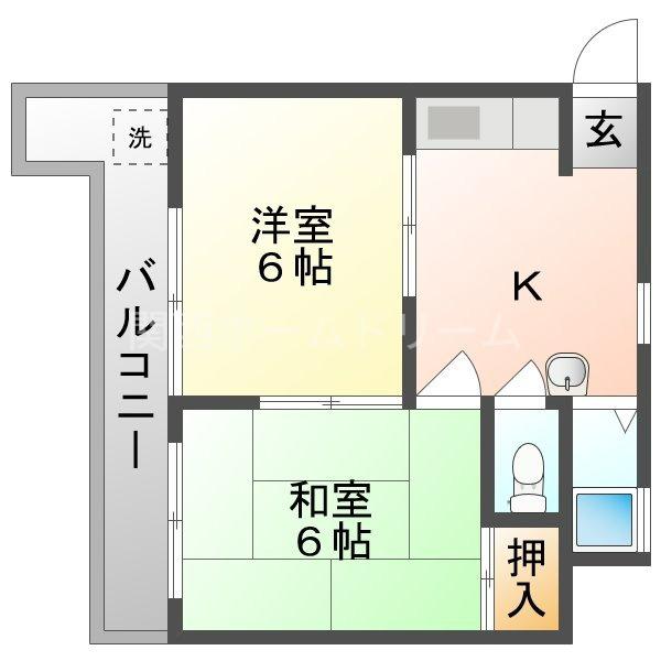 ヨドガワコーポ(2K/2階)の間取り写真