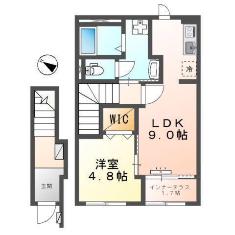 フリージア R(1LDK/2階)の間取り写真