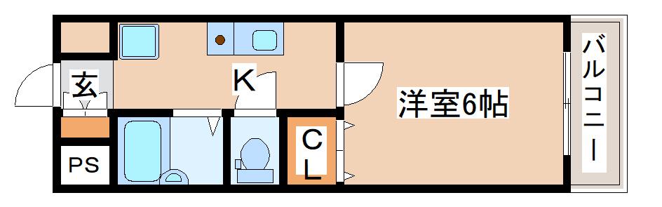 ライブオーク名谷町(1K/4階)の間取り写真