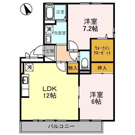 メルベーユ吉兆(2LDK/1階)の間取り写真