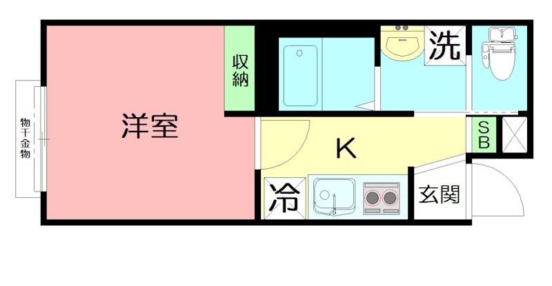 ウイスティーナ(1K/2階)の間取り写真